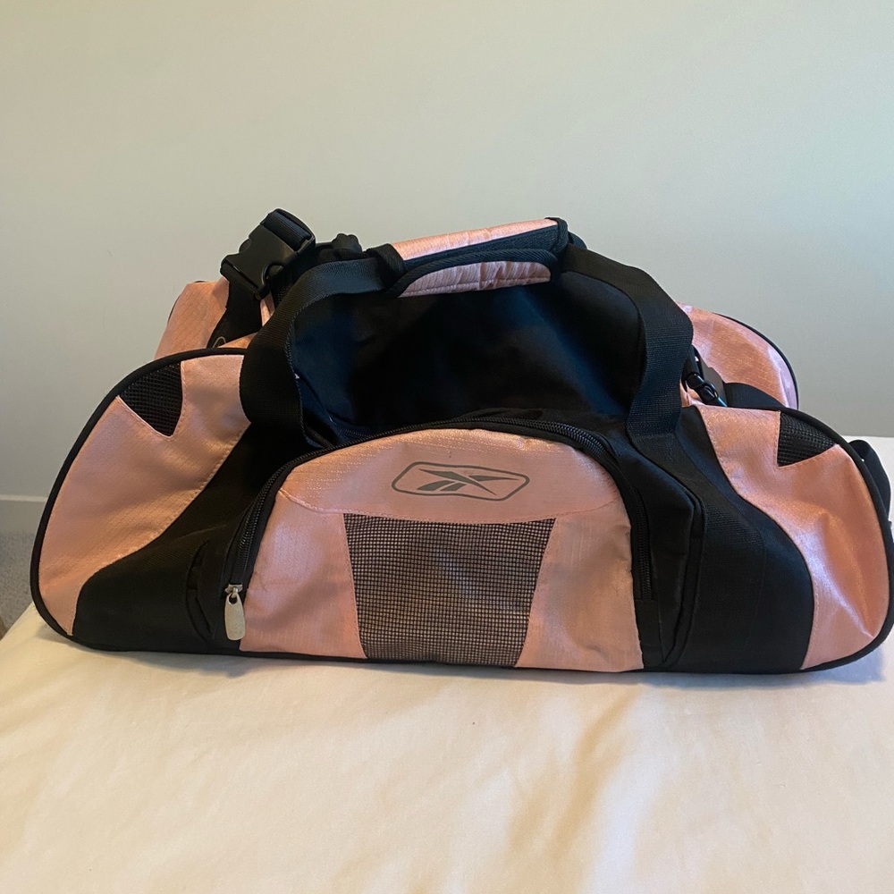 Pink and Black Y2K Reebok Athletic Gym Duffel Bag